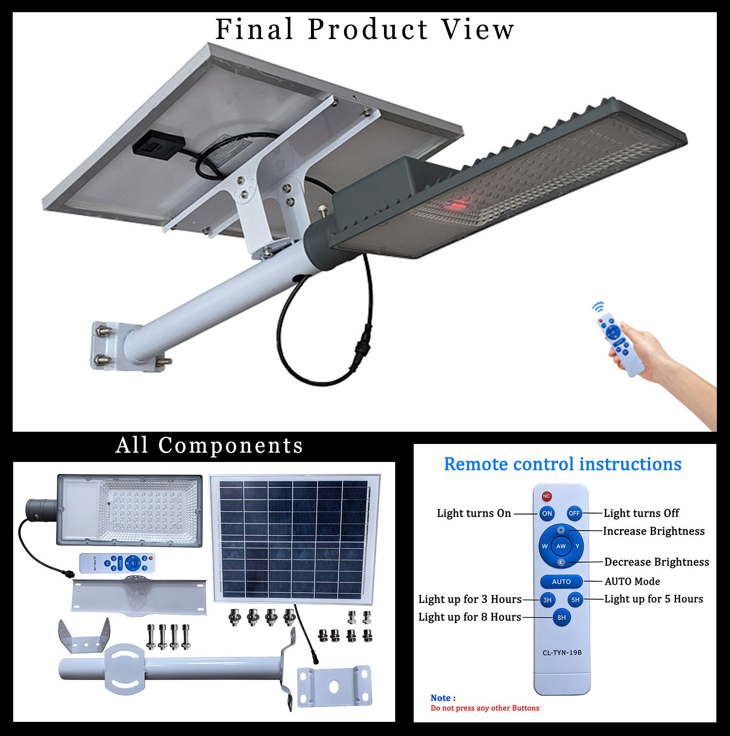 Solar Bat Street Light 75 Watt - TTBAT75W