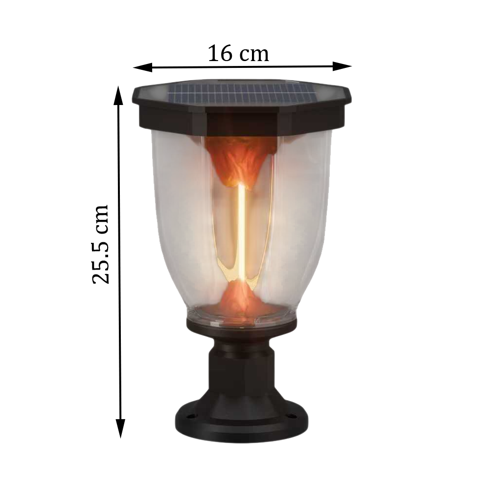 Volcano Series Solar Gate Pillar Light (Warm White, IP65 Waterproof)