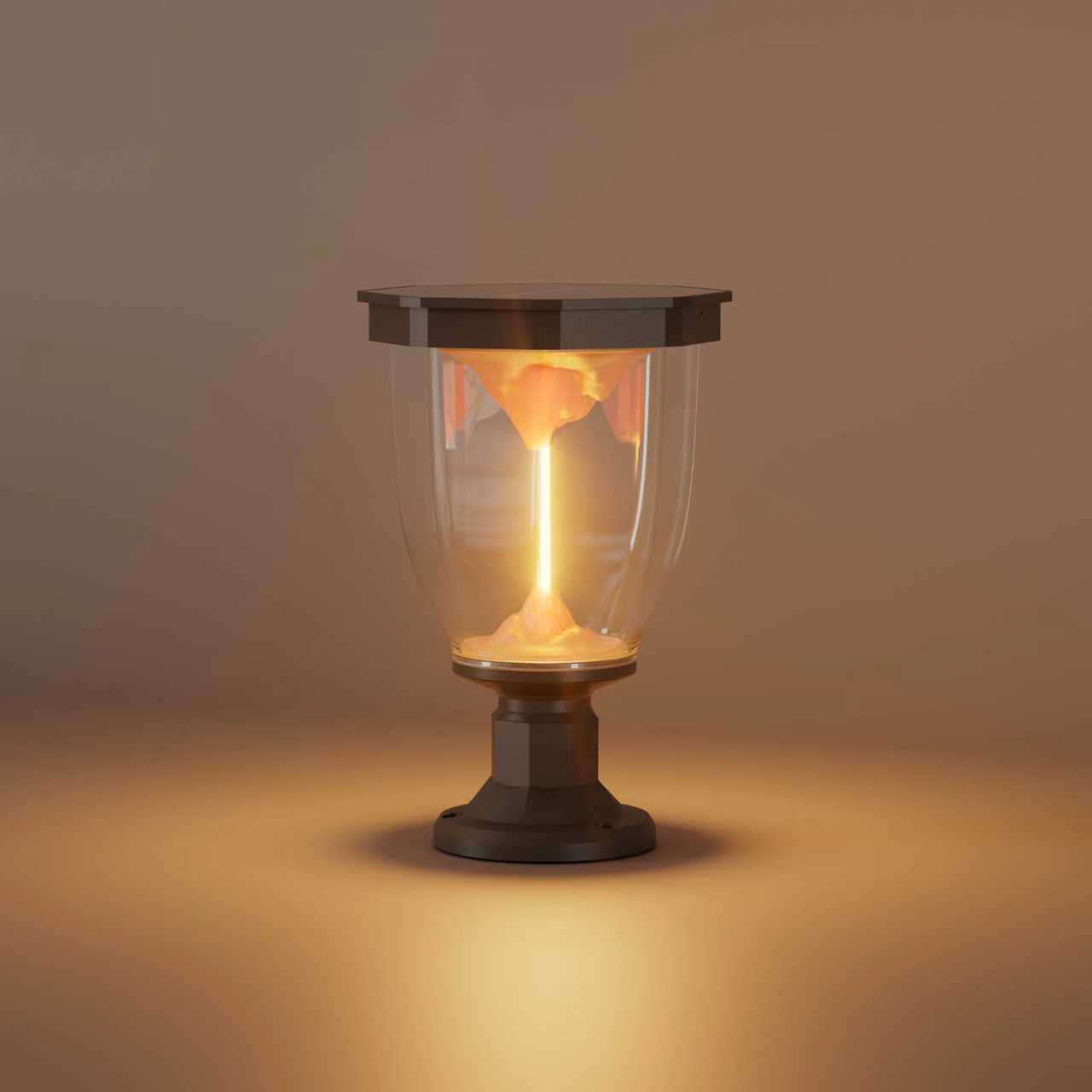 Volcano Series Solar Gate Pillar Light (Warm White, IP65 Waterproof)